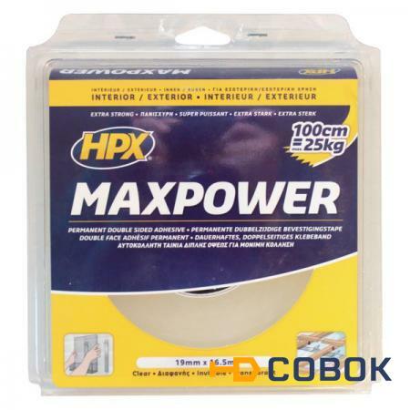 Фото HPX Скотч монтажный двухсторонний акриловый HPX Max Power 16,50 м x 19 мм