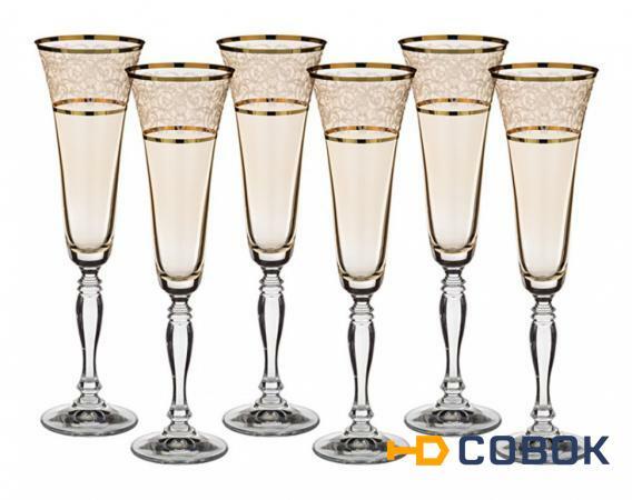 Фото Набор бокалов для шампанского из 6 шт. "виктория" амбер 180 мл. Crystalex Cz (674-317)