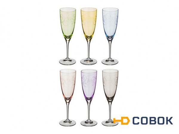 Фото Набор бокалов для шампанского из 6 шт. "кейт" 220 мл..высота=23 см. Crystalex Cz (674-488)