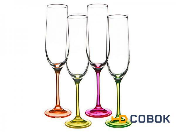 Фото Набор бокалов для шампанского из 4 шт. "neon" 190 мл. высота=24 см. Bohemia Crystal (674-296)