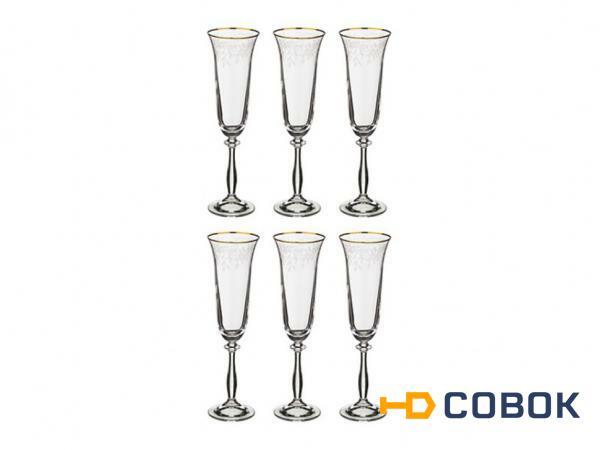 Фото Набор бокалов для шампанского "анжела" из 6 шт. 190 мл..высота=25 см. Crystalex Cz (674-498)