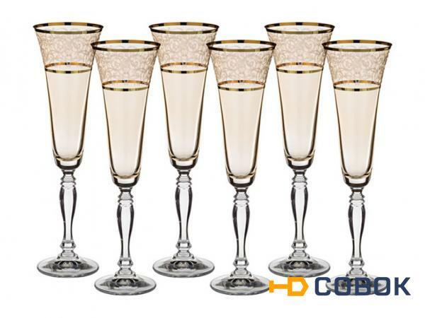 Фото Набор бокалов для шампанского из 6 шт. "виктория" амбер 180 мл. Crystalex Cz (674-317)