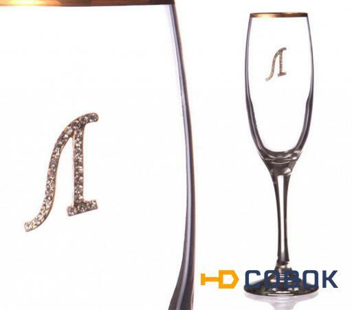 Фото Бокал для шампанского "л" с золотой каймой 170 мл. (802-510026)