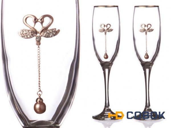 Фото Набор бокалов для шампанского из 2 шт. с золотой каймой 170 мл. (802-510594)