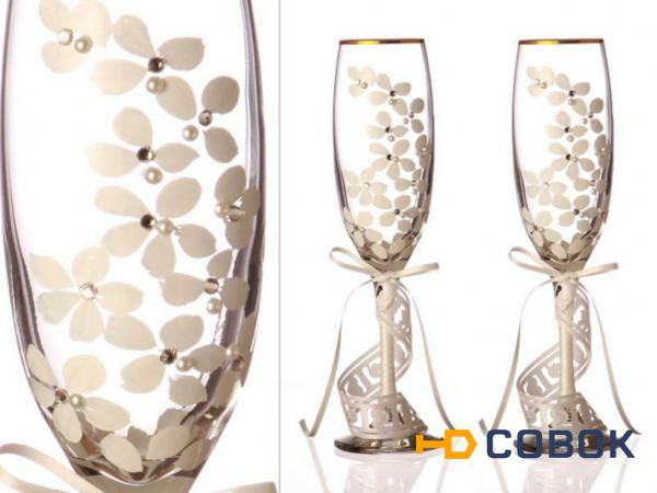 Фото Набор бокалов для шампанского из 2 шт. с золотой каймой 170 мл. (802-510124)