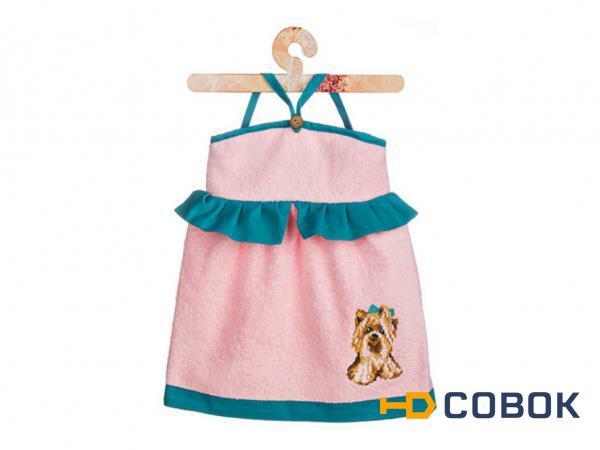 Фото Полотенце-платье для рук с вышивкой "дэйзи" махра /х/б ,100%,розовое Оптпромторг Ооо (850-558)