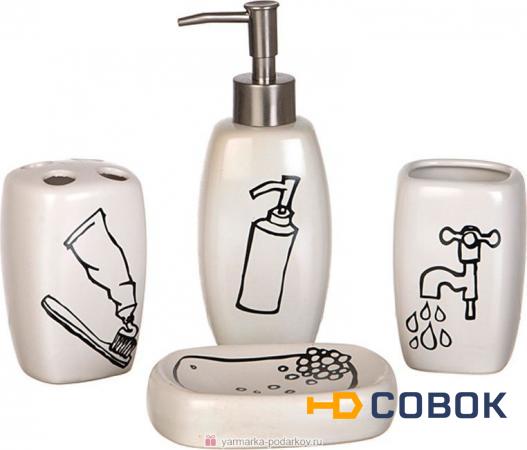 Фото Набор для ванной комнаты 4 пр.:дозатор для мыла