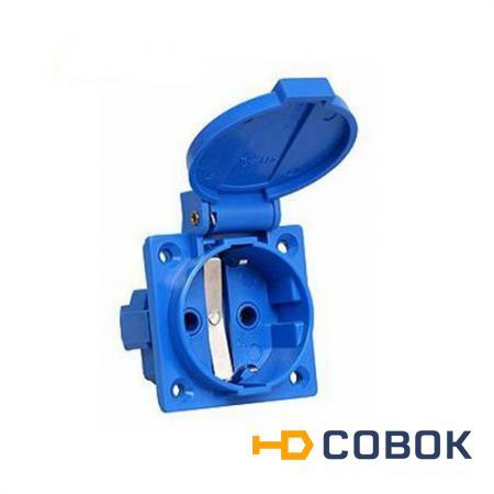 Фото IEK Розетка панельная РП10-3 скрытая с защитной крышкой 2Р+РЕ 16А 250В IP44