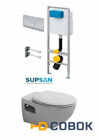 Фото Комплект Подвесной унитаз Duravit Duraplus 254709 с инсталляцией Viega Eco-WC (крышка микролифт