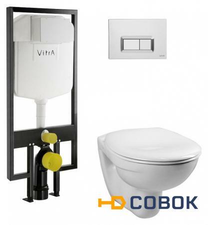 Фото VitrA Normus 9773B003-7200 подвесной унитаз с инсталляцией (клавиша хром)