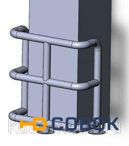 Фото Колесоотбойник угловой для защиты колонн КМ-950/76х3