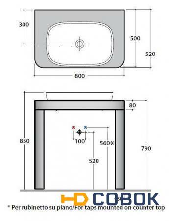 Фото Консоль с раковиной Globo Genesis GET13X на 80 см