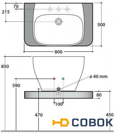 Фото Консоль с раковиной Globo Genesis GET7X на 80 см