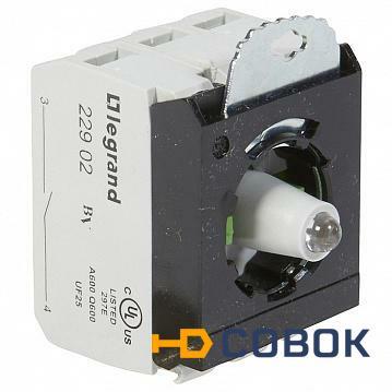 Фото Комплектующий блок для кнопок - Osmoz - для комплектации - с подсветкой - под винт - 24В~/= - 2Н.О. | код. L023007 | Legrand