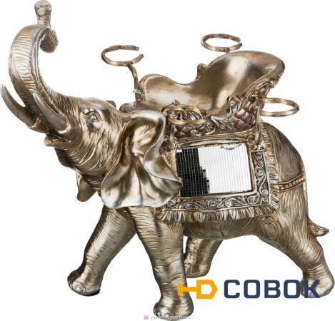 Фото Декоративная подставка для бутылки и фужеров бронзовый слон 43х29х41,5 см,