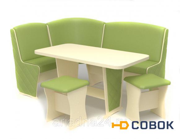 Фото Мягкий кухонный уголок со столом и стульями Маэстро Консул-2-4 Лайт с накладками
