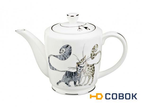 Фото Заварочный чайник "котики" 500 мл.высота=13 см. Porcelain Manufacturing (264-526)