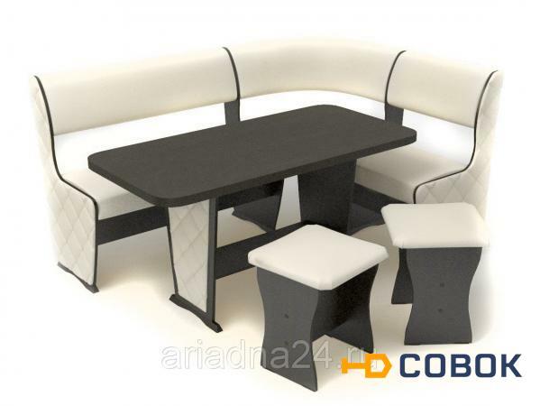 Фото Мягкий кухонный уголок со столом и стульями Маэстро Консул-1Лайт с накладками