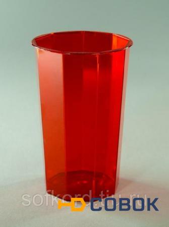 Фото Стакан 250 мл кристаллический красный гранёный ПС (10 штук / упаковка