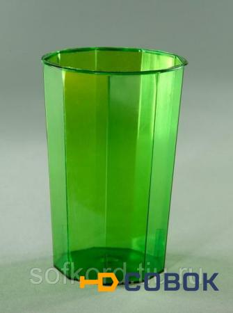 Фото Стакан 125 мл кристаллический зеленый гранёный ПС (16 штук / упаковка