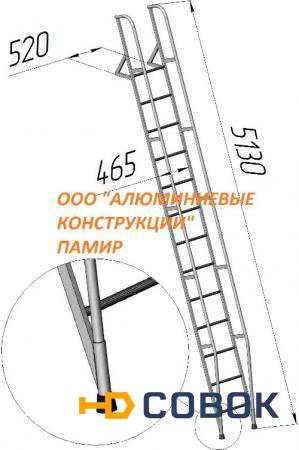 Фото Лестница приставная алюминиевая с поручнями ЛПНА