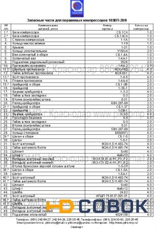 Фото Запчасти компрессора 103ВП-20/8