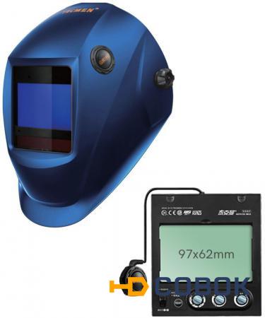 Фото Сварочная маска с автоматическим светофильтром Tecmen ADF - 815S TM16 синяя (внешн. кнопка зачистки)