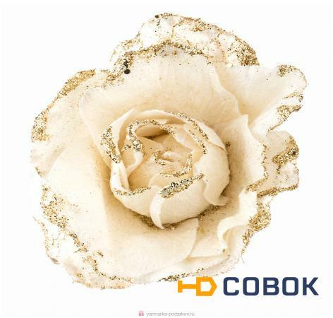 Фото Цветок искусственный роза диаметр 15 см на клипсе