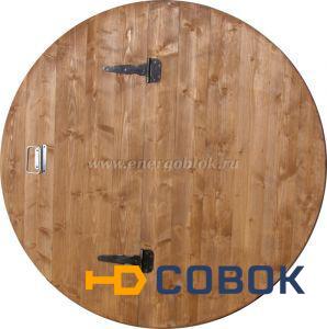 Фото Деревянная крышка для колодца с дверцой классика круглая