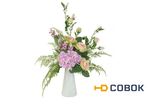 Фото Декоративные цветы Букет розы и гортензии в керамической вазе - DG-B1708 Dream Garden