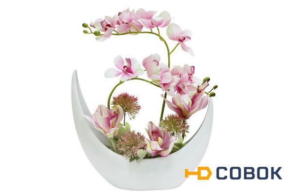 Фото Декоративные цветы Орхидея розовая в керамической вазе - DG-JA6081 Dream Garden