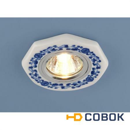 Фото Точечный светильник керамика. бело-голубой
