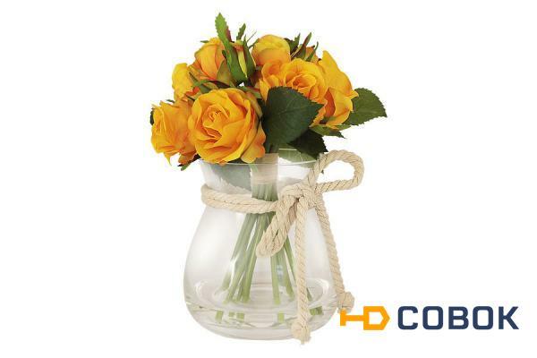 Фото Декоративные цветы Розы жёлтые в стекл вазе - DG-JA6030-N Dream Garden