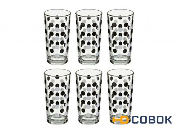 Фото Набор стаканов для сока из 6 шт."горох черно-белый" 250 мл. (381-641)
