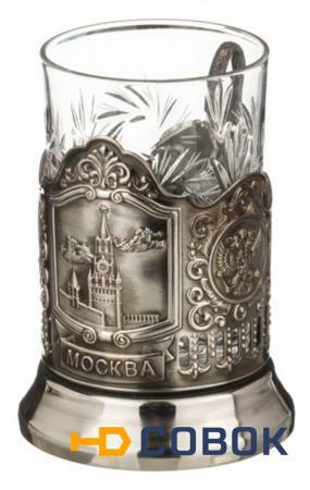 Фото Стакан хрустальный с подстаканником черненым "спасская башня" 225 мл. (386-151)
