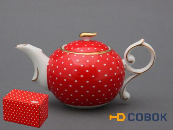 Фото Заварочный чайник "красный в горошек" 300 мл. Hangzhou Jinding (85-1005)