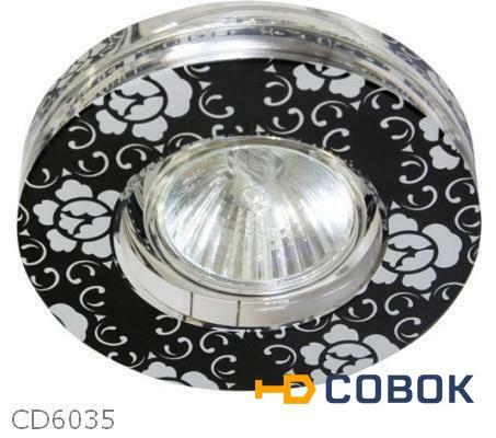 Фото Точечные светильники PRORAB Светильник FERON CD6035 50W MR16 фон черный-рисунок белый хром с лампой