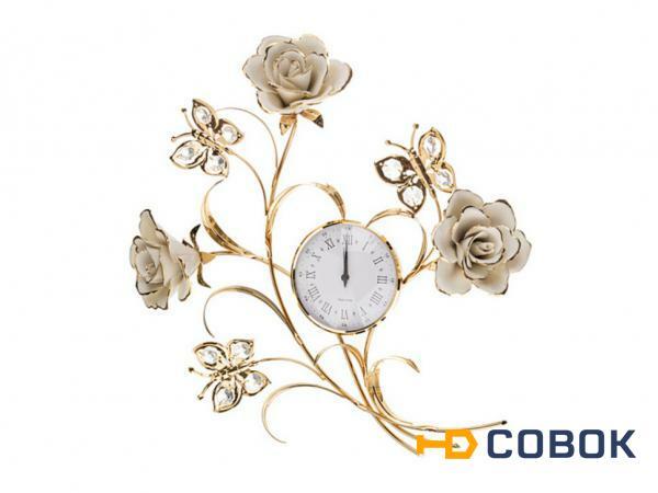 Фото Часы настенные "розы и бабочки" высота=34 см.диаметр циферблата=11 см. Napoleon (303-100)