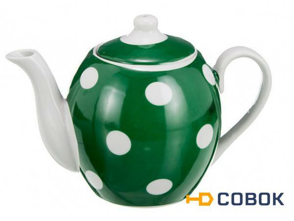 Фото Заварочный чайник "белый горох на зеленом" 550.мл. Porcelain Manufacturing (779-046)