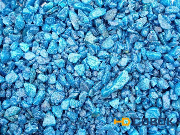 Фото Щебень декоративный (мраморная крошка) голубая (синяя) фр. 10-20 мм (25 кг)
