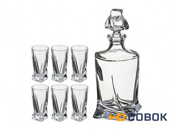 Фото Набор для водки 7 пр."квадро":штоф+6 стопок 500/50 мл. высота=25,5/8 см. Crystalite Bohemia (669-005)