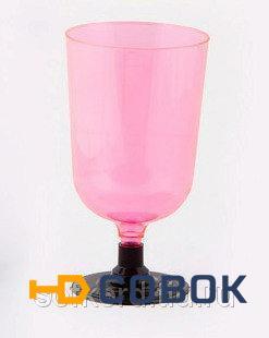 Фото Рюмка 100 мл розовая кристаллическая на съемной черной ножке ПС (20 штук / упаковка
