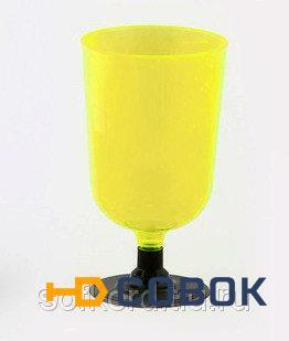 Фото Рюмка 100 мл желтая кристаллическая на съемной черной ножке ПС (6 штук / упаковка