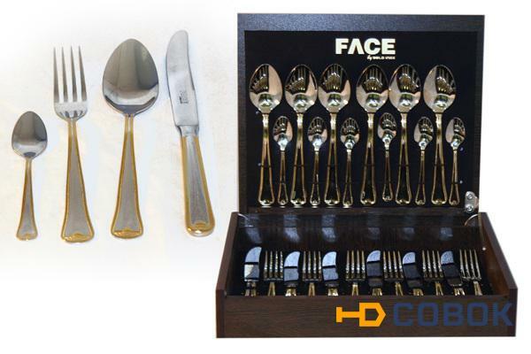 Фото Набор столовых приборов 24 предмета на 6 персон Falperra Gold в деревянной коробке. - F-FG_24-AL Face