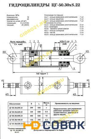 Фото Гидроцилиндр ЦГ-50.30х320.22-01