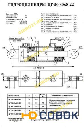 Фото Гидроцилиндр ЦГ-50.30х160.22