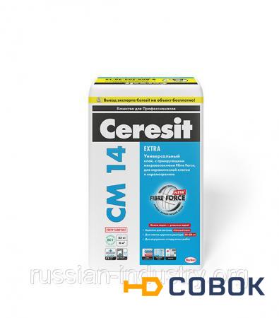 Фото Клей для плитки и керамогранита Ceresit CM 14 Extra 25 кг