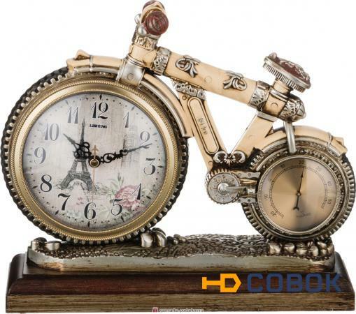 Фото Часы настольные кварцевые с термометром мотоцикл 29,5х10х25 см
