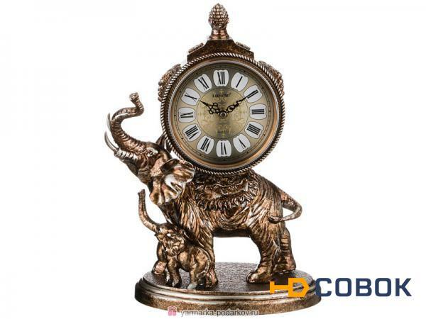 Фото Часы настольные кварцевые слониха со слоненком цвет: бронза 28,5х16,5х40 см