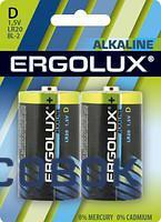 Фото Ergolux LR20 Alkaline BL-2 (батарейка,1.5В)